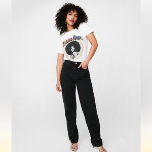 Nasty Gal Like Straight Away High-Waisted Jeans in Black